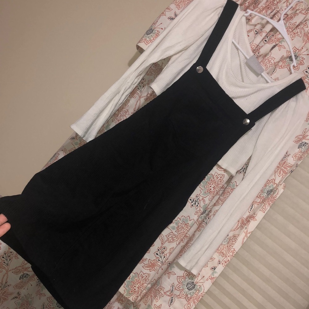 Black Corduroy Overall Dress